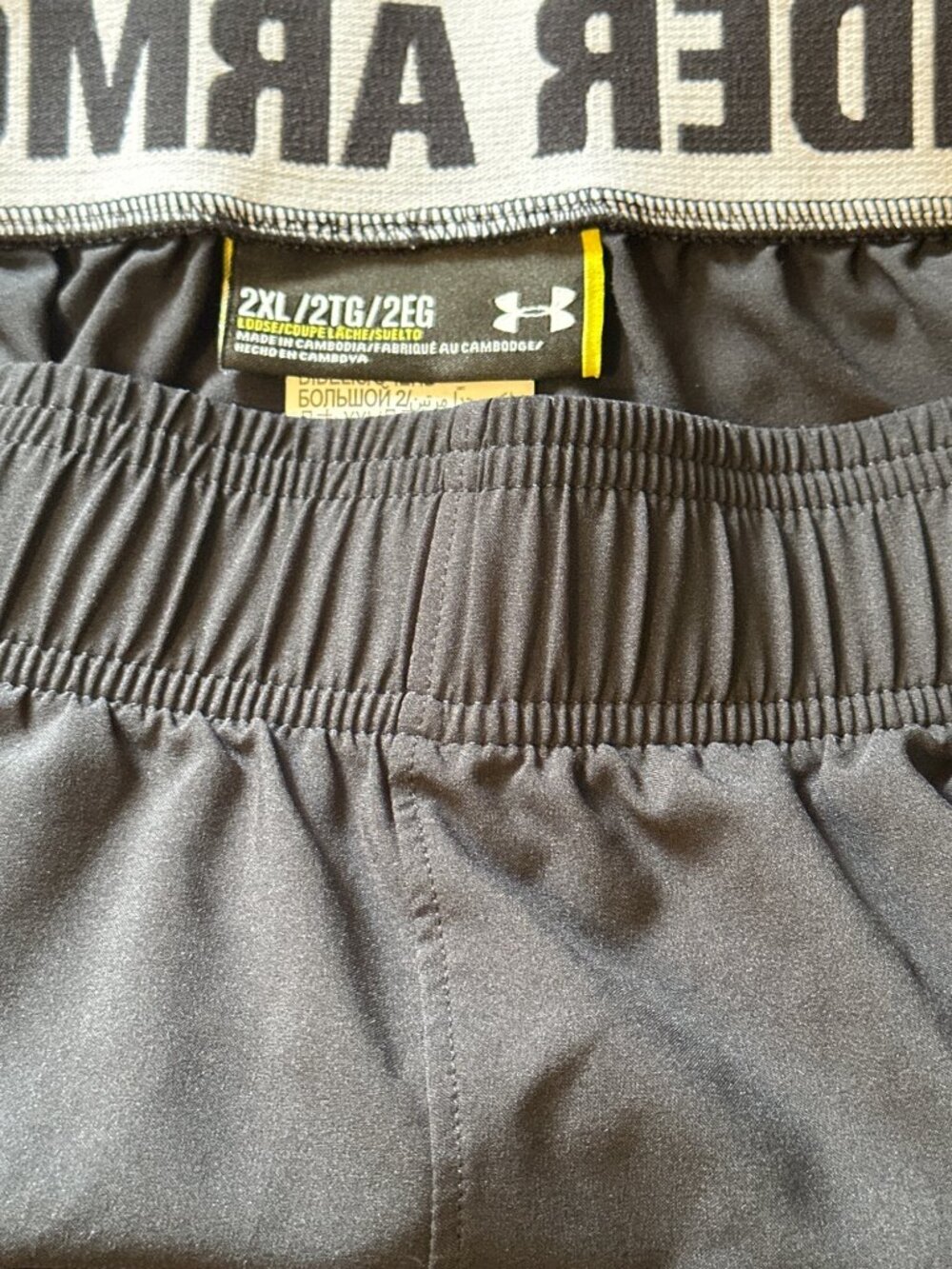 Under Armour Mens 2XL Black Loose-Fit Athletic Shorts Polyester Elastic Waistban - Picture 5 of 5